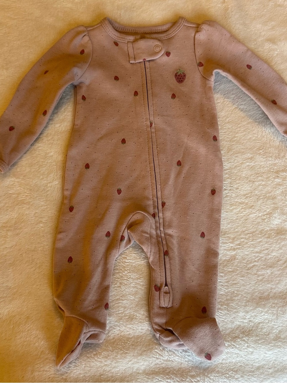 Cat & Jack Mauve Pink Strawberry Footed One-Piece